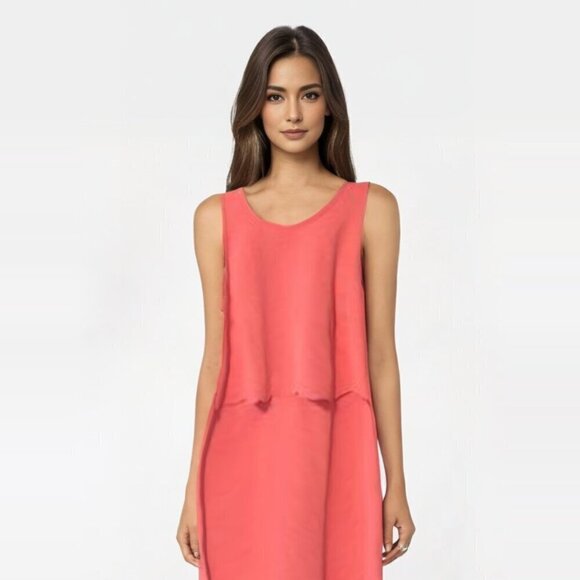 LOFT Dress Size 10 salmon scallop trim bodice sleeveless shift NWT - Picture 2 of 7